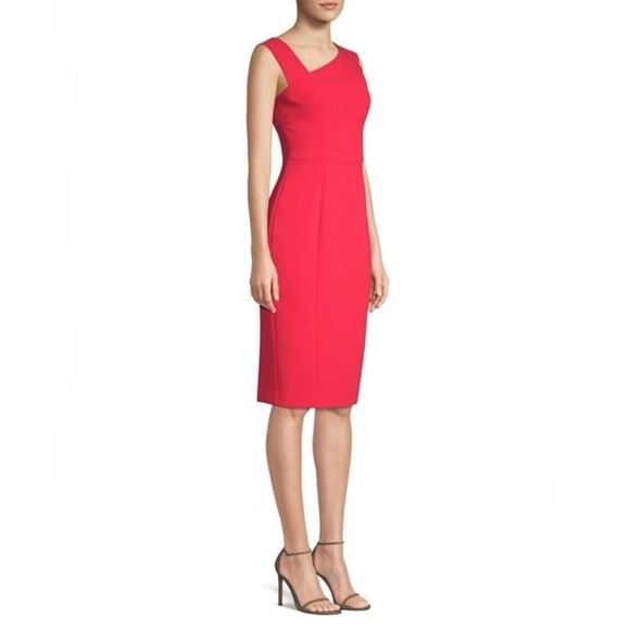 Black Halo Red Date Night Asymmetrical Dress Size 10 Cocktail Bodycon Midi Party - Picture 6 of 14